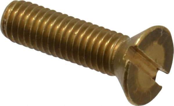 Value Collection - #10-32 UNF, 3/4" OAL Slotted Drive Machine Screw - Flat Head, Brass, Without Washer - Industrial Tool & Supply