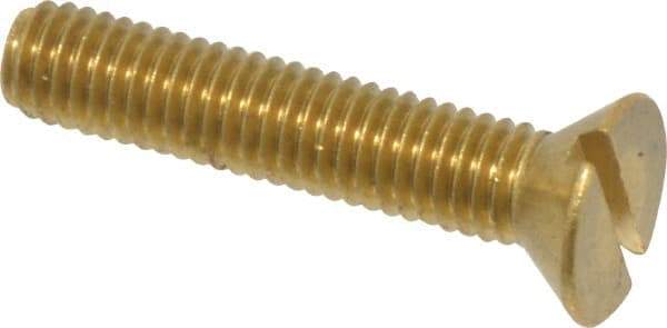 Value Collection - #10-32 UNF, 1" OAL Slotted Drive Machine Screw - Flat Head, Brass, Without Washer - Industrial Tool & Supply