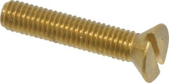 Value Collection - #10-32 UNF, 1" OAL Slotted Drive Machine Screw - Flat Head, Brass, Without Washer - Industrial Tool & Supply