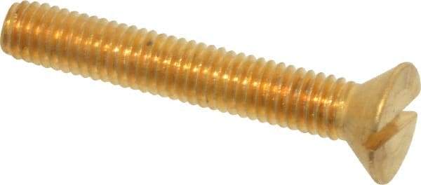 Value Collection - #10-32 UNF, 1-1/4" OAL Slotted Drive Machine Screw - Flat Head, Brass, Without Washer - Industrial Tool & Supply