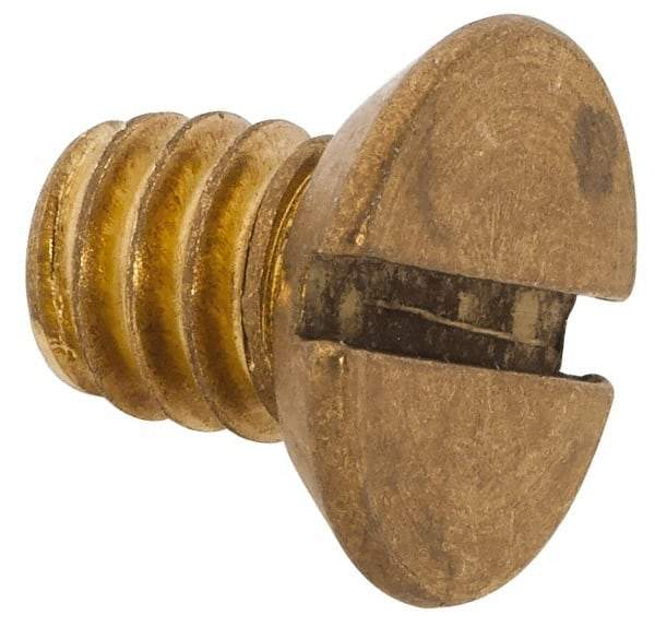 Value Collection - 1/4-20 UNC, 3/8" OAL Slotted Drive Machine Screw - Flat Head, Brass, Uncoated, Without Washer - Industrial Tool & Supply