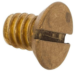 Value Collection - 1/4-20 UNC, 3/8" OAL Slotted Drive Machine Screw - Flat Head, Brass, Uncoated, Without Washer - Industrial Tool & Supply