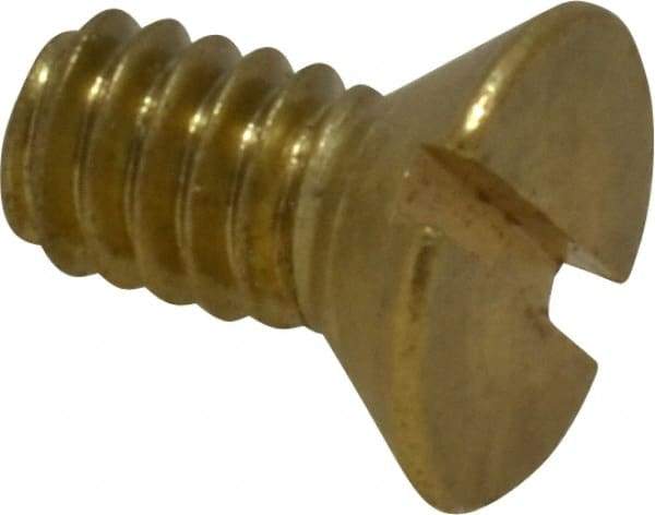 Value Collection - 1/4-20 UNC, 1/2" OAL Slotted Drive Machine Screw - Flat Head, Brass, Without Washer - Industrial Tool & Supply