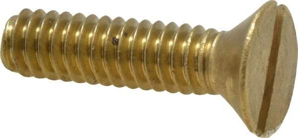 Value Collection - 1/4-20 UNC, 1" OAL Slotted Drive Machine Screw - Flat Head, Brass, Without Washer - Industrial Tool & Supply