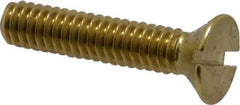 Value Collection - 1/4-20 UNC, 1-1/4" OAL Slotted Drive Machine Screw - Flat Head, Brass, Without Washer - Industrial Tool & Supply