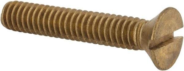 Value Collection - 1/4-20 UNC, 1-1/2" OAL Slotted Drive Machine Screw - Flat Head, Brass, Without Washer - Industrial Tool & Supply
