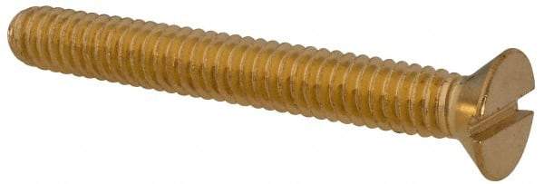 Value Collection - 1/4-20 UNC, 2" OAL Slotted Drive Machine Screw - Flat Head, Brass, Without Washer - Industrial Tool & Supply