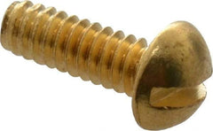 Value Collection - #2-56 UNC, 1/4" Length Under Head Slotted Drive Machine Screw - Round Head, Brass, Uncoated, Without Washer - Industrial Tool & Supply
