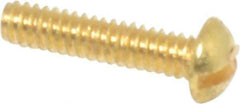 Value Collection - #2-56 UNC, 3/8" Length Under Head Slotted Drive Machine Screw - Round Head, Brass, Uncoated, Without Washer - Industrial Tool & Supply