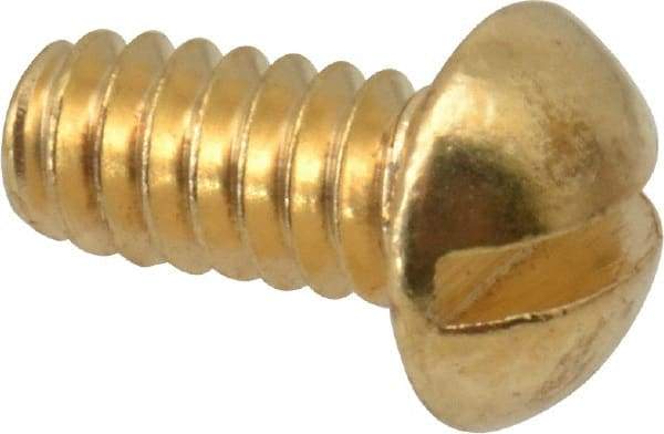 Value Collection - #4-40 UNC, 1/4" Length Under Head Slotted Drive Machine Screw - Round Head, Brass, Without Washer - Industrial Tool & Supply