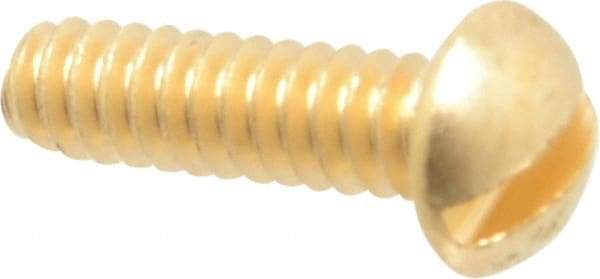 Value Collection - #4-40 UNC, 3/8" Length Under Head Slotted Drive Machine Screw - Round Head, Brass, Without Washer - Industrial Tool & Supply