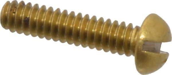 Value Collection - #4-40 UNC, 1/2" Length Under Head Slotted Drive Machine Screw - Round Head, Brass, Without Washer - Industrial Tool & Supply