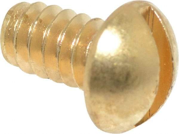 Value Collection - #6-32 UNC, 1/4" Length Under Head Slotted Drive Machine Screw - Round Head, Brass, Without Washer - Industrial Tool & Supply