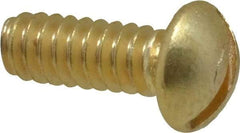 Value Collection - #6-32 UNC, 3/8" Length Under Head Slotted Drive Machine Screw - Round Head, Brass, Without Washer - Industrial Tool & Supply