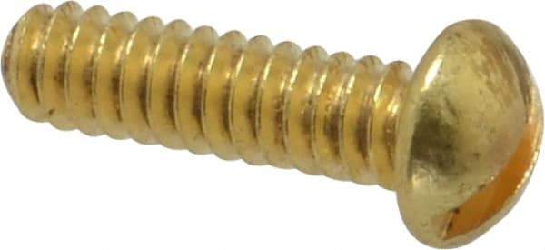 Value Collection - #6-32 UNC, 1/2" Length Under Head Slotted Drive Machine Screw - Round Head, Brass, Without Washer - Industrial Tool & Supply
