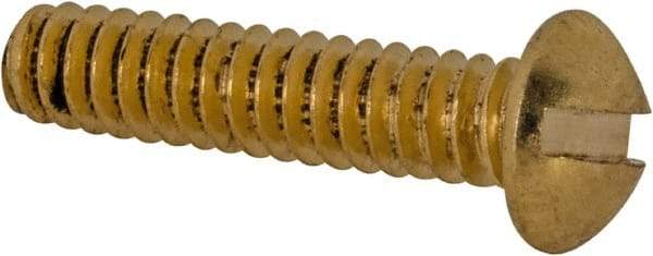 Value Collection - #6-32 UNC, 5/8" Length Under Head Slotted Drive Machine Screw - Round Head, Brass, Without Washer - Industrial Tool & Supply