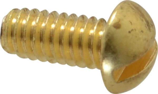 Value Collection - #8-32 UNC, 3/8" Length Under Head Slotted Drive Machine Screw - Round Head, Brass, Without Washer - Industrial Tool & Supply