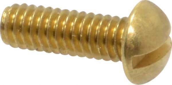 Value Collection - #8-32 UNC, 1/2" Length Under Head Slotted Drive Machine Screw - Round Head, Brass, Without Washer - Industrial Tool & Supply