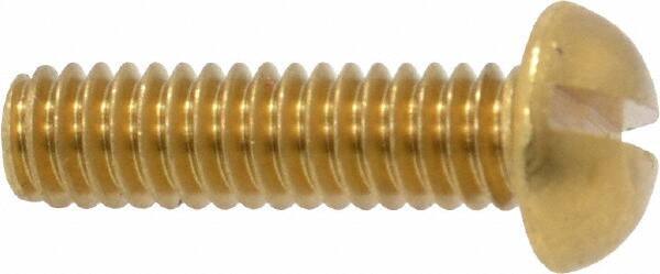 Value Collection - #8-32 UNC, 5/8" Length Under Head Slotted Drive Machine Screw - Round Head, Brass, Without Washer - Industrial Tool & Supply