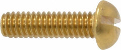 Value Collection - #8-32 UNC, 5/8" Length Under Head Slotted Drive Machine Screw - Round Head, Brass, Without Washer - Industrial Tool & Supply