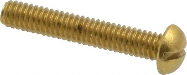 Value Collection - #8-32 UNC, 1" Length Under Head Slotted Drive Machine Screw - Round Head, Brass, Without Washer - Industrial Tool & Supply