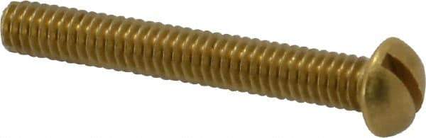 Value Collection - #8-32 UNC, 1-1/4" Length Under Head Slotted Drive Machine Screw - Round Head, Brass, Without Washer - Industrial Tool & Supply