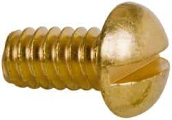 Value Collection - #10-24 UNC, 3/8" Length Under Head Slotted Drive Machine Screw - Round Head, Brass, Without Washer - Industrial Tool & Supply