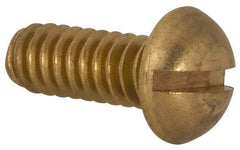 Value Collection - #10-24 UNC, 1/2" Length Under Head Slotted Drive Machine Screw - Round Head, Brass, Without Washer - Industrial Tool & Supply