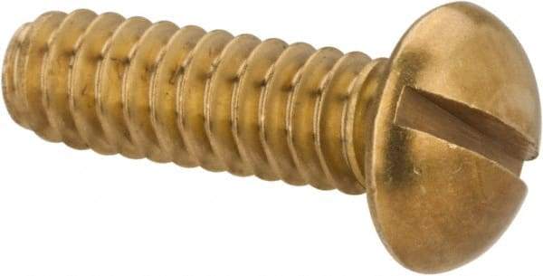 Value Collection - #10-24 UNC, 5/8" Length Under Head Slotted Drive Machine Screw - Round Head, Brass, Without Washer - Industrial Tool & Supply