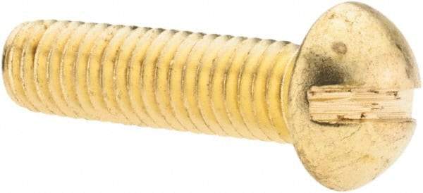 Value Collection - #10-24 UNC, 3/4" Length Under Head Slotted Drive Machine Screw - Round Head, Brass, Without Washer - Industrial Tool & Supply