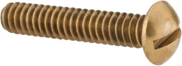 Value Collection - #10-24 UNC, 1" Length Under Head Slotted Drive Machine Screw - Round Head, Brass, Without Washer - Industrial Tool & Supply