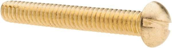 Value Collection - #10-24 UNC, 1-1/2" Length Under Head Slotted Drive Machine Screw - Round Head, Brass, Without Washer - Industrial Tool & Supply