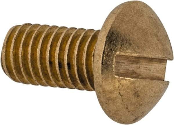 Value Collection - #10-32 UNF, 3/8" Length Under Head Slotted Drive Machine Screw - Round Head, Brass, Without Washer - Industrial Tool & Supply