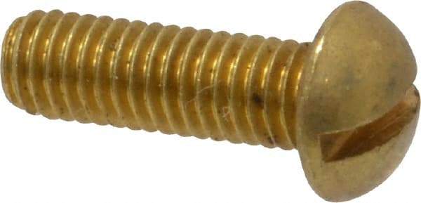 Value Collection - #10-32 UNF, 5/8" Length Under Head Slotted Drive Machine Screw - Round Head, Brass, Without Washer - Industrial Tool & Supply