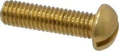 Value Collection - #10-32 UNF, 3/4" Length Under Head Slotted Drive Machine Screw - Round Head, Brass, Without Washer - Industrial Tool & Supply