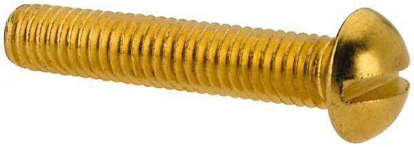 Value Collection - #10-32 UNF, 1" Length Under Head Slotted Drive Machine Screw - Round Head, Brass, Without Washer - Industrial Tool & Supply