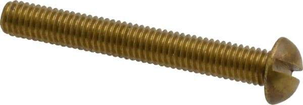 Value Collection - #10-32 UNF, 1-1/2" Length Under Head Slotted Drive Machine Screw - Round Head, Brass, Without Washer - Industrial Tool & Supply