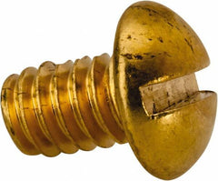 Value Collection - 1/4-20 UNC, 3/8" Length Under Head Slotted Drive Machine Screw - Round Head, Brass, Uncoated, Without Washer - Industrial Tool & Supply