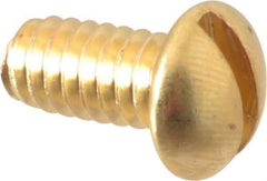Value Collection - 1/4-20 UNC, 1/2" Length Under Head Slotted Drive Machine Screw - Round Head, Brass, Without Washer - Industrial Tool & Supply