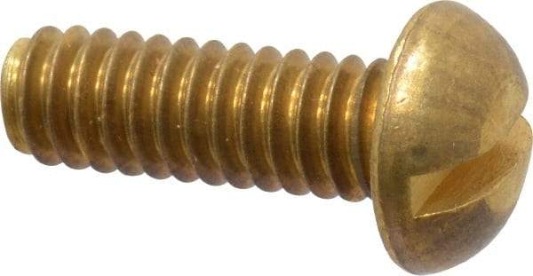 Value Collection - 1/4-20 UNC, 3/4" Length Under Head Slotted Drive Machine Screw - Round Head, Brass, Without Washer - Industrial Tool & Supply