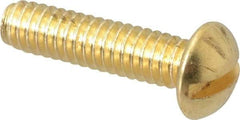 Value Collection - 1/4-20 UNC, 1" Length Under Head Slotted Drive Machine Screw - Round Head, Brass, Without Washer - Industrial Tool & Supply