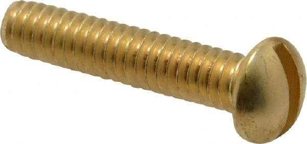 Value Collection - 1/4-20 UNC, 1-1/4" Length Under Head Slotted Drive Machine Screw - Round Head, Brass, Without Washer - Industrial Tool & Supply