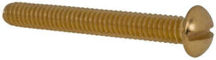 Value Collection - 1/4-20 UNC, 2" Length Under Head Slotted Drive Machine Screw - Round Head, Brass, Without Washer - Industrial Tool & Supply