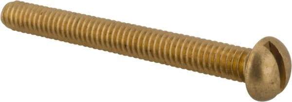 Value Collection - 1/4-20 UNC, 2-1/2" Length Under Head Slotted Drive Machine Screw - Round Head, Brass, Without Washer - Industrial Tool & Supply