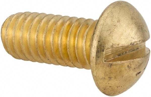 Value Collection - 5/16-18 UNC, 3/4" Length Under Head Slotted Drive Machine Screw - Round Head, Brass, Uncoated, Without Washer - Industrial Tool & Supply