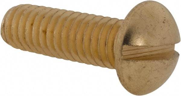 Value Collection - 5/16-18 UNC, 1" Length Under Head Slotted Drive Machine Screw - Round Head, Brass, Uncoated, Without Washer - Industrial Tool & Supply
