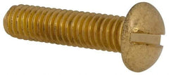 Made in USA - 5/16-18 UNC, 1-1/4" Length Under Head Slotted Drive Machine Screw - Round Head, Brass, Uncoated, Without Washer - Industrial Tool & Supply