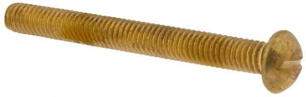 Made in USA - 5/16-18 UNC, 3" Length Under Head Slotted Drive Machine Screw - Round Head, Brass, Uncoated, Without Washer - Industrial Tool & Supply