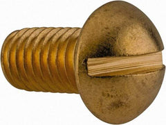 Value Collection - 3/8-16 UNC, 3/4" Length Under Head Slotted Drive Machine Screw - Round Head, Brass, Uncoated, Without Washer - Industrial Tool & Supply