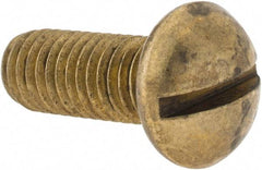 Made in USA - 3/8-16 UNC, 1" Length Under Head Slotted Drive Machine Screw - Round Head, Brass, Uncoated, Without Washer - Industrial Tool & Supply